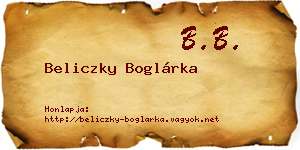 Beliczky Boglárka névjegykártya